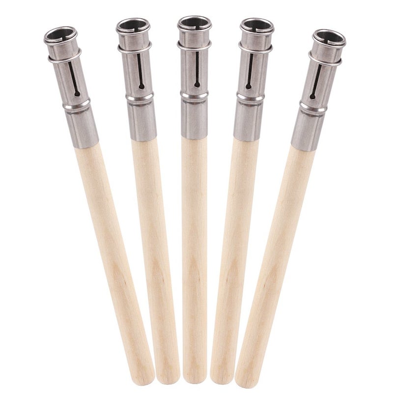 GTHER 5PCS Wooden Pencil Extender,Adjustable Art Pencil Lengthener, Pencil Extender Holder with Aluminum Handle for Colored Pencils Crayon School Office Supplies - Image 1